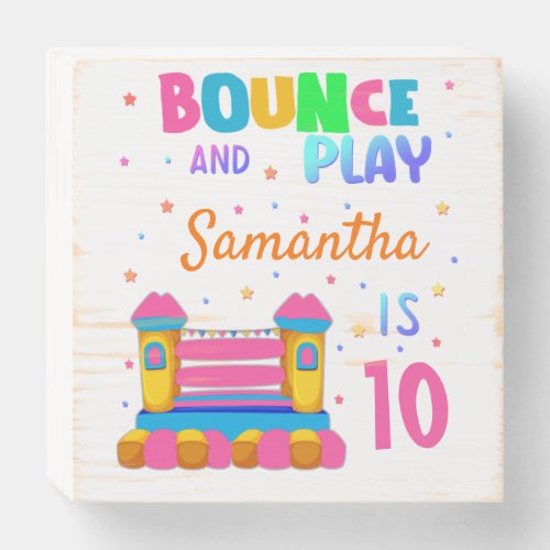 Inflatable Bounce House Jump Birthday Party Girl  Wooden Box Sign