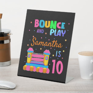 Inflatable Bounce House Jump Birthday Party Pedestal Sign