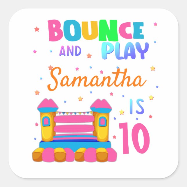 Inflatable Bounce House Jump Birthday Party  Square Sticker (Front)