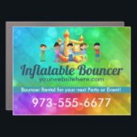 Inflatable Bouncer Car Magnet<br><div class="desc">Colorful cheerful colors,  with kids jumping,  Great for preschool,  kids business,  children's clothing,  daycare,  nanny,  babysitter,  kids,  children,  playground,  park,  and more!</div>