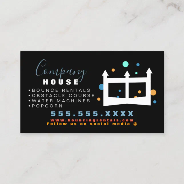 Inflatable Castle Jump House Bounce Party Rental Business Card Zazzle