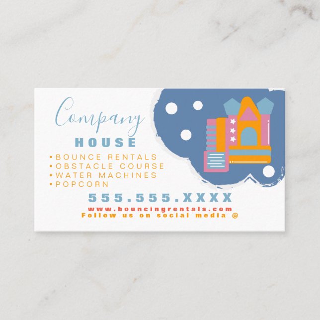 Inflatable Castle Jump House Bounce Party Rentals Business Card (Front)