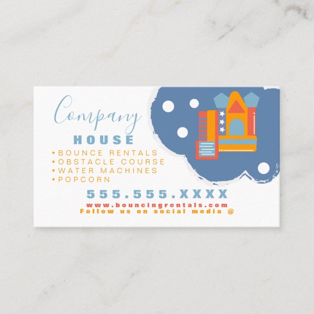 Inflatable Castle Jump House Bounce Party Rentals Business Card (Front)