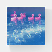 Inflatable flamingo's in the pool - Fun, summer Paperweight (Front)
