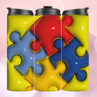 Inflated 3D Puzzle Autism Thermal Tumbler