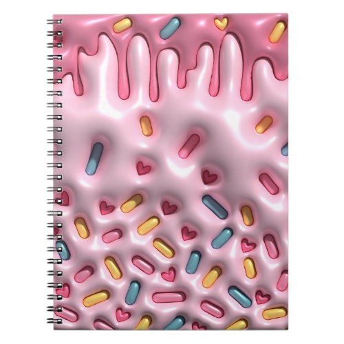 Inflated Puffy Sprinkle Candy Ice Cream 90s Pink Notebook