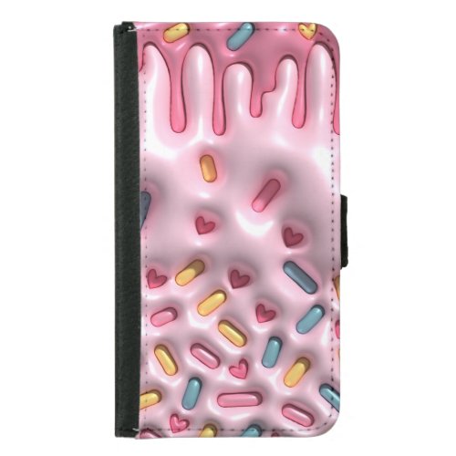 Inflated Puffy Sprinkle Candy Ice Cream 90s Pink Samsung Galaxy S5 Wallet Case