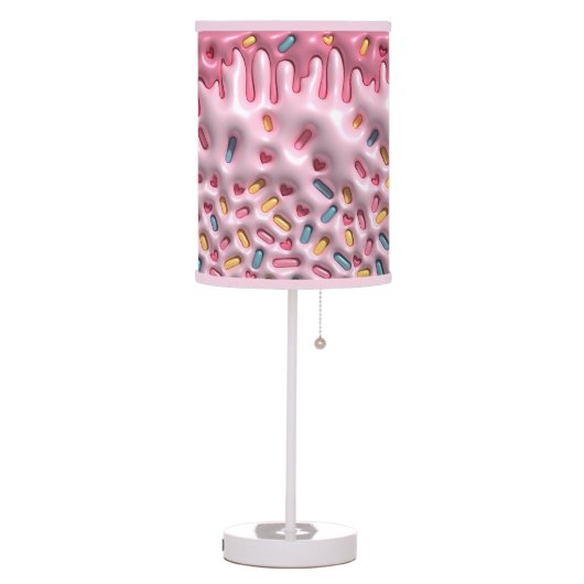 Inflated Puffy Sprinkle Candy Ice Cream 90s Pink Table Lamp (Left)