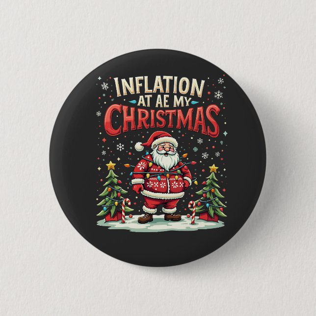 Inflation Ate My Christmas Funny Santa Economy Button (Front)