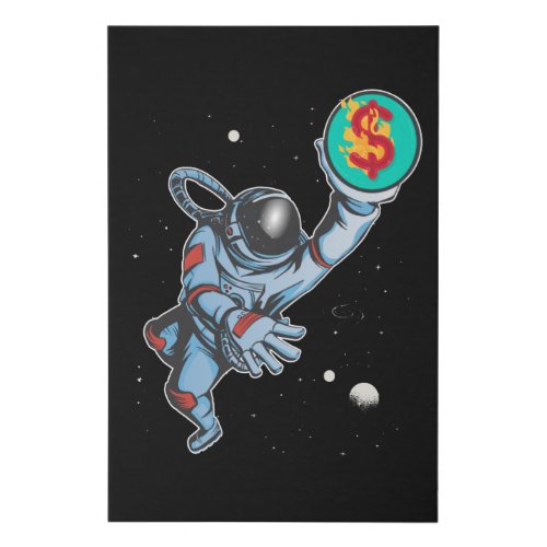 Inflation to the moon astronaut faux canvas print