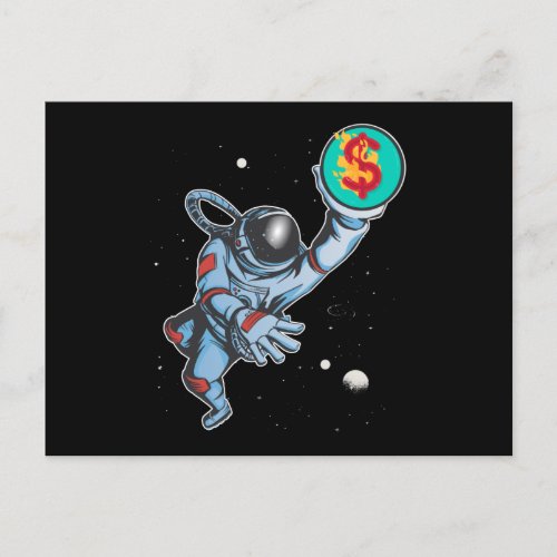 Inflation to the moon astronaut postcard