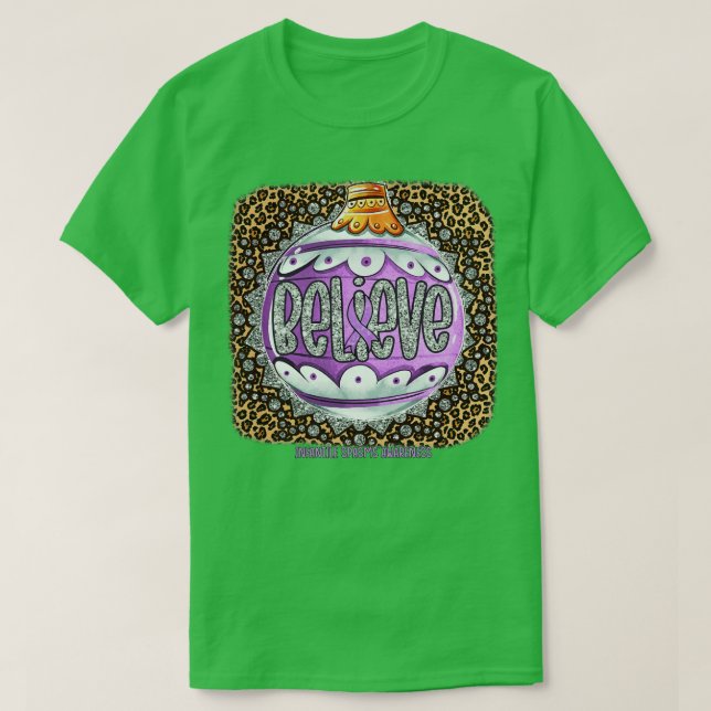 Infle Spasms Awareness Believe Ornament Leopard ch T-Shirt (Design Front)