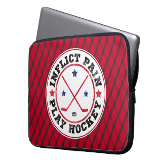 Inflict Pain Play Hockey Laptop Cover