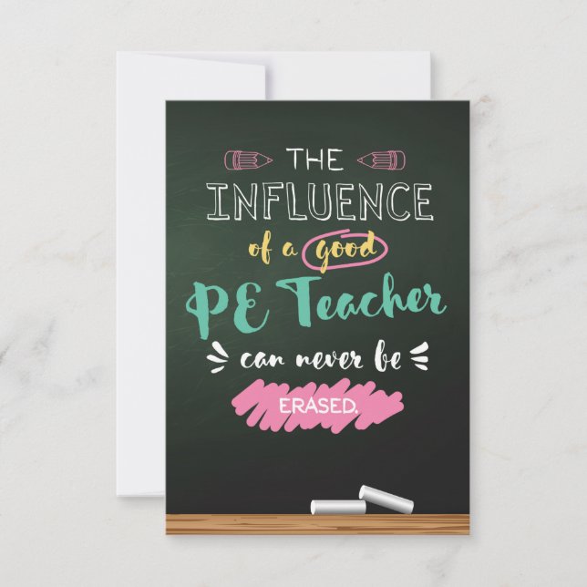 Influence of a Good PE Teacher Thank You Card (Front)