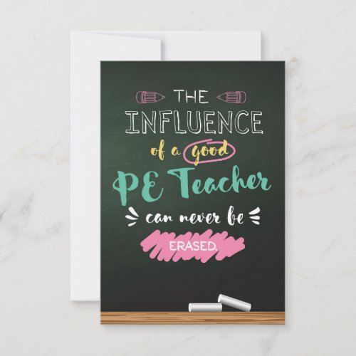 Influence of a Good PE Teacher Thank You Card