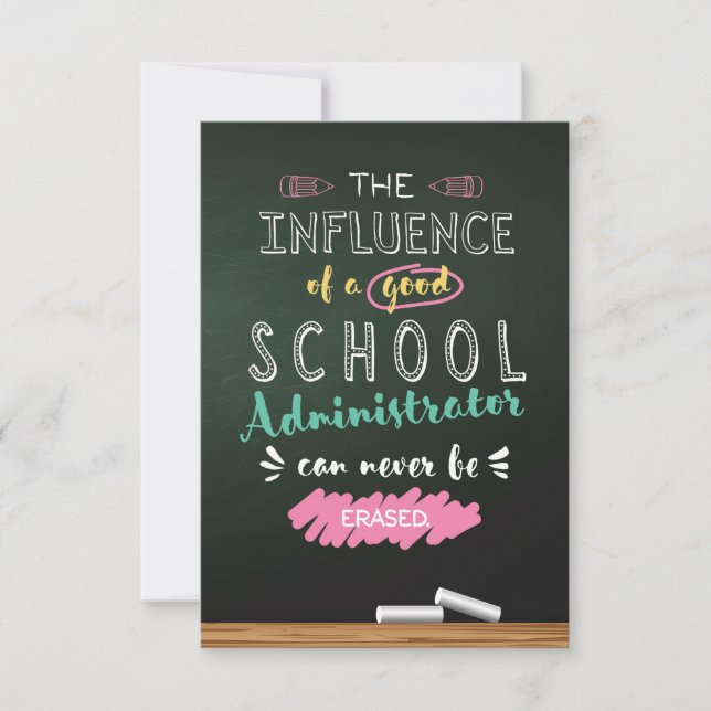 Influence of a Good School Administrator Thank You Card (Front)