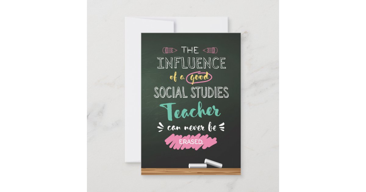 Influence of a Good Social Studies Teacher Thank You Card | Zazzle