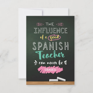 Influence of a Good Spanish Teacher Thank You Card