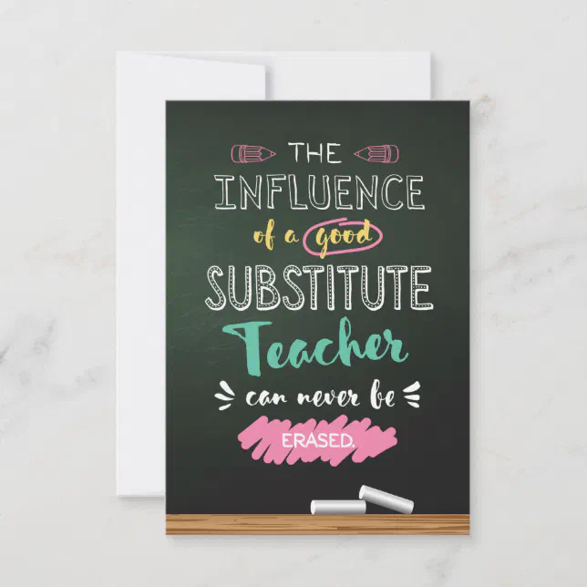 Influence Of A Good Substitute Teacher Thank You Card 