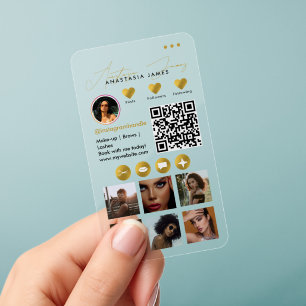 Influencer Beauty Artist Hair Nails Lashes Gold Clear Business Cards