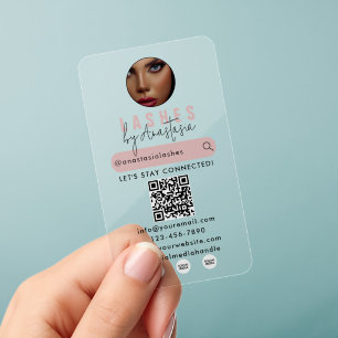 Influencer Beauty Makeup Artist Hair Lashes Photo  Clear Business Cards