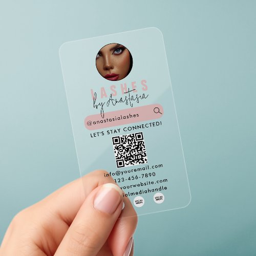 Influencer Beauty Makeup Artist Hair Lashes Photo  Clear Business Cards
