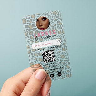 Influencer Beauty Makeup Artist Hair Leopard Print Clear Business Cards