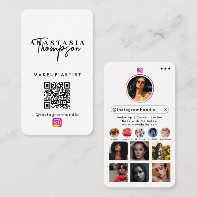 Influencer Beauty Nail Tech Social Media QR Code Business Card (Front/Back)