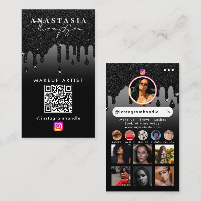 Influencer Beauty Nail Tech Social Media QR Code  Business Card (Front/Back)