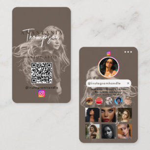Influencer Beauty Nails Social Media Earthy Beige  Business Card