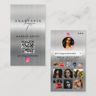 Influencer Beauty Nails Social Media Silver Business Card