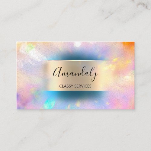 Influencer Blue Gold Drips Gold Holograph Business Card