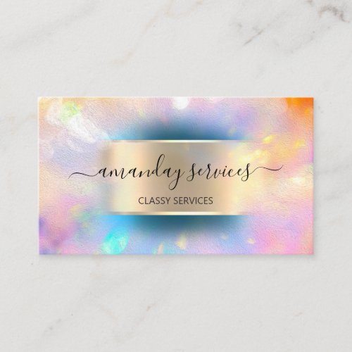 Influencer Blue Gold Drips Gold Holograph Business Card