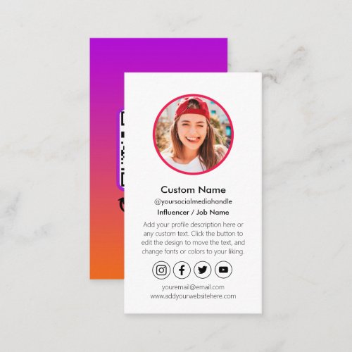 Influencer Content Creator QR Code Social Media Business Card