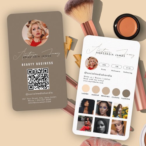 Influencer Feed Grid Social Media QR Code Business Business Card