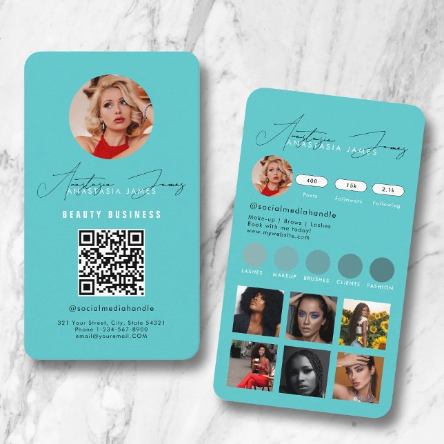 Influencer Feed Grid Social Media QR Code Business Card (Influencer Feed Grid Social Media QR Code Business Business Card)