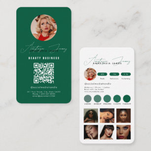 Influencer Feed Grid Social Media QR Code Green Business Card