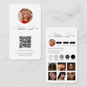 Influencer Feed Grid Social Media QR Code White Business Card