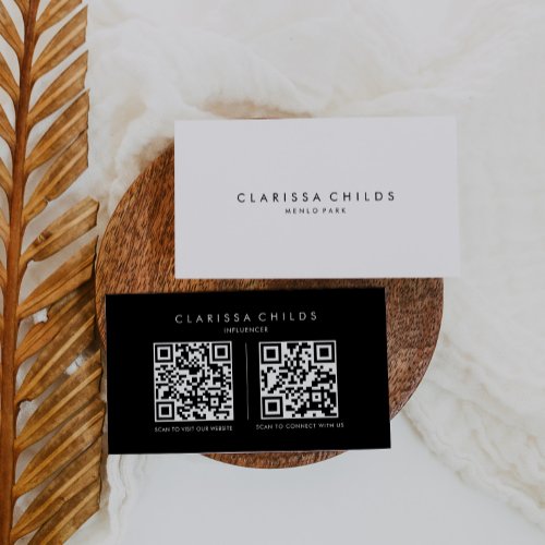 Influencer Formal Minimalist Simple Qr Code Business Card