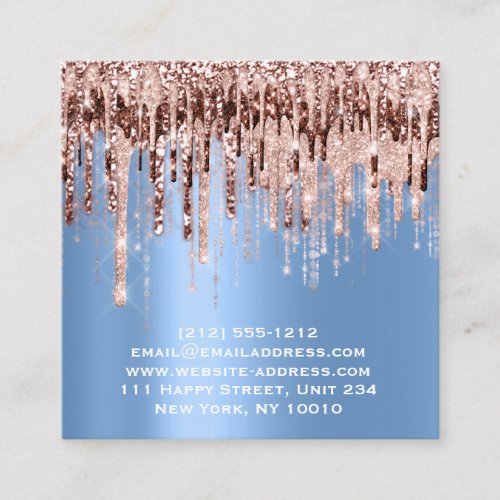 Influencer Makeup Artist Drips Lips Rose Blue Square Business Card