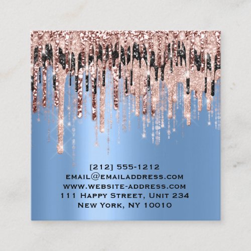 Influencer Makeup Artist Drips Lips Rose Blue Square Business Card