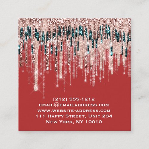 Influencer Makeup Artist Drips Lips Rose Red Square Business Card