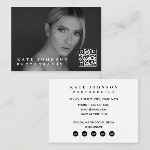 Influencer Minimal Photo QR Code Social Media Business Card
