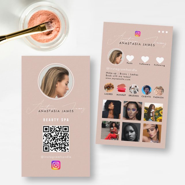 Influencer Photo Feed Grid Social Media QR Code  Business Card (Influencer Photo Feed Grid Social Media QR Code Business Card)