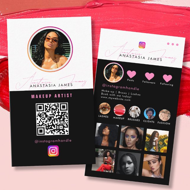 Influencer Photo Feed Grid Social Media QR Code  Business Card (Influencer Photo Feed Grid Social Media QR Code Business Card)