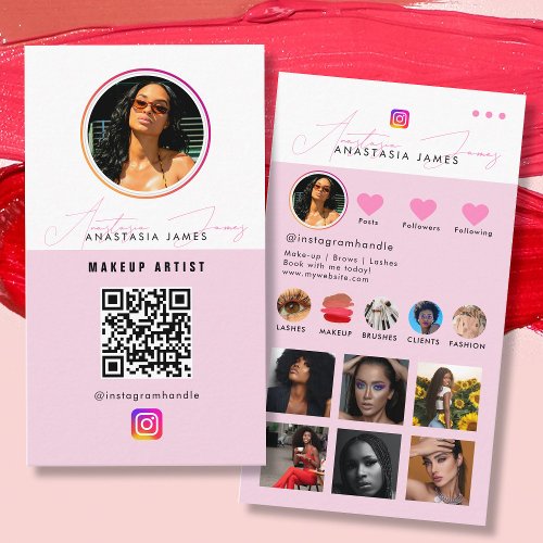 Influencer Photo Feed Grid Social Media QR Code  Business Card