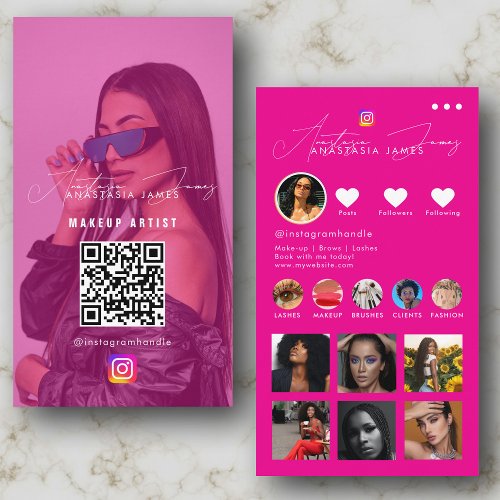 Influencer Photo Feed Social Media QR Code Girly Business Card