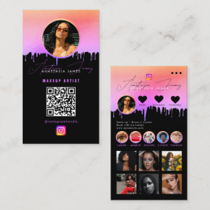 Influencer Photo Social Media QR Code Holographic Business Card