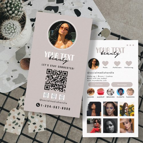 Influencer Photo Social Media QR Code Template  Business Card