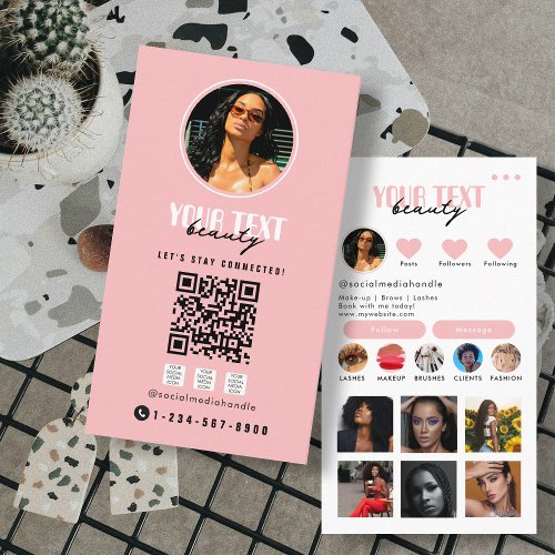 Influencer Photo Social Media QR Code Template Business Card